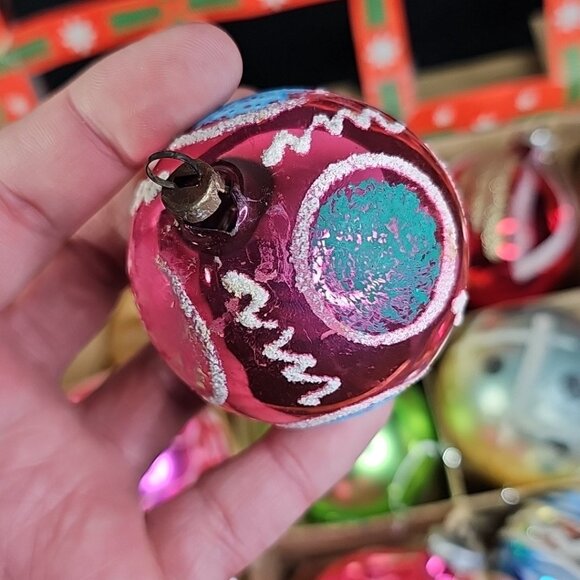 Vintage 1940s-50s Glass Christmas Balls Ornaments Baubles Lot Of 12 Please Read - Picture 10 of 16